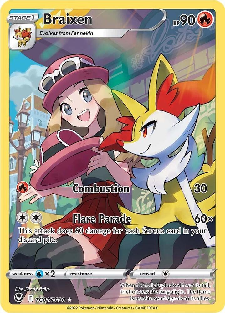 Braixen TG01/TG30 Silver Tempest Pokémon card
