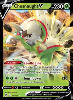 Chesnaught V 015/195 Ultra Rare – Silver Tempest Pokémon card