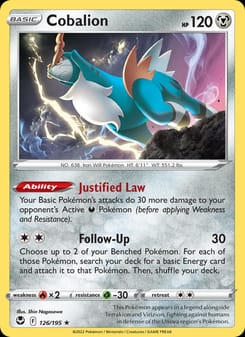 Cobalion 126/195 Rare – Silver Tempest Pokémon card