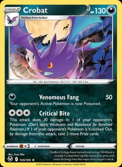 Crobat 105/195 Holo Rare – Silver Tempest Pokémon card
