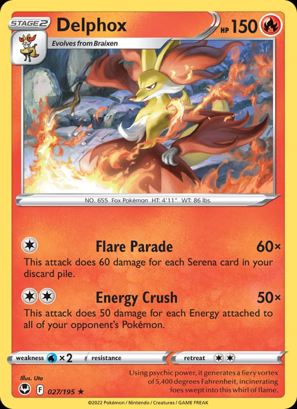 Delphox 027/195 Silver Tempest Pokémon card