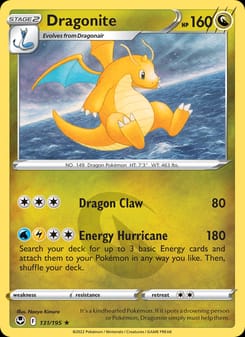 Dragonite 131/195 Holo Rare – Silver Tempest Pokémon card