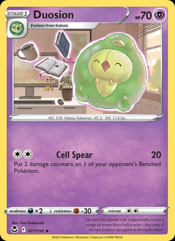 Duosion 077/195 Silver Tempest Pokémon card