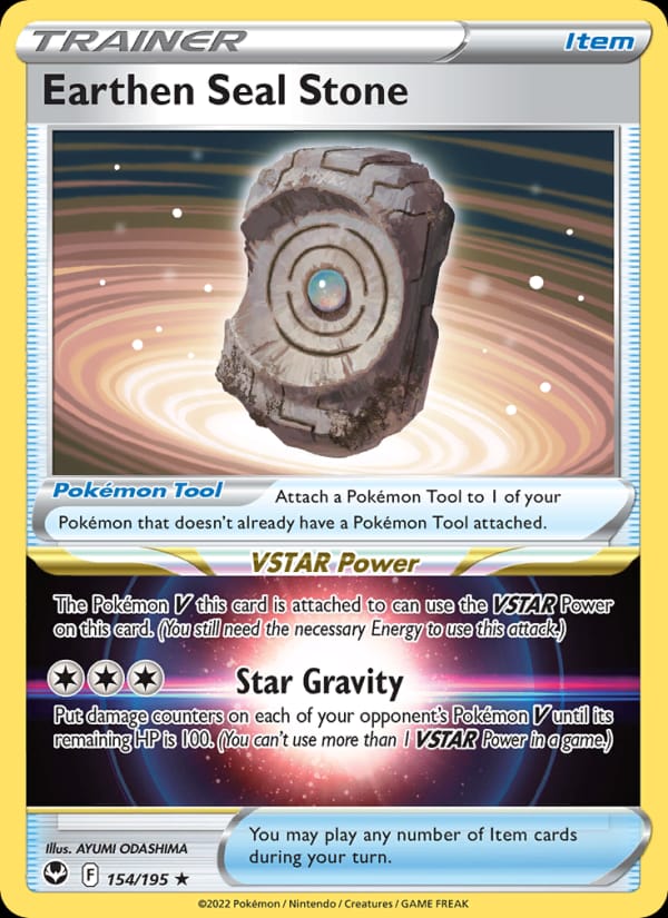 Earthen Seal Stone 154/195 Silver Tempest Pokémon card