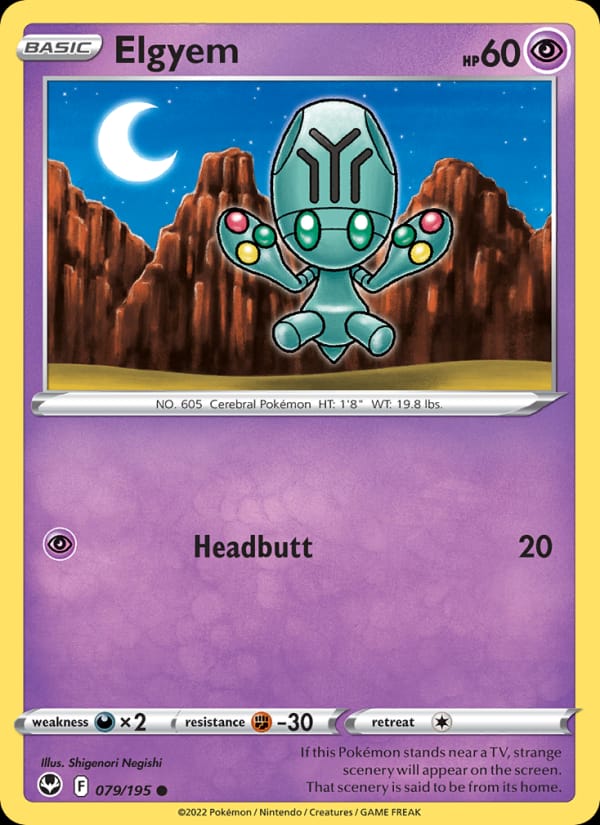 Elgyem 079/195 Silver Tempest Pokémon card