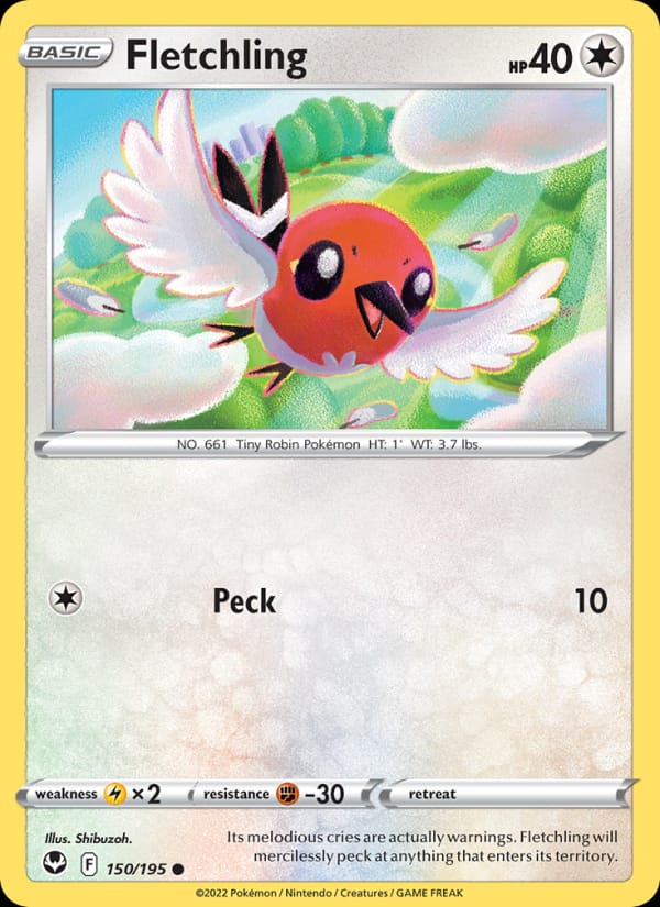 Fletchling 150/195 Silver Tempest Pokémon card
