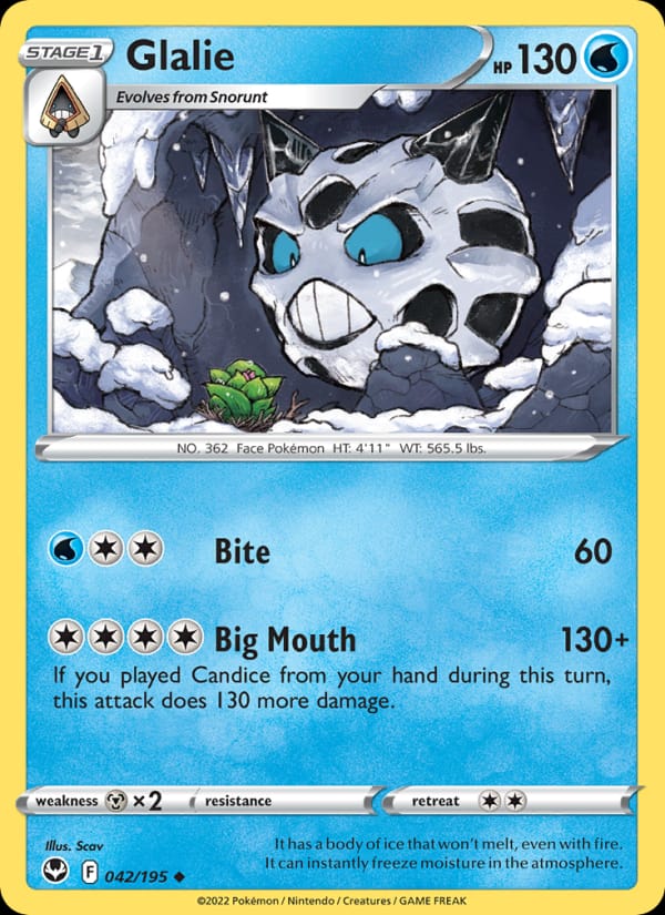 Glalie 042/195 Silver Tempest Pokémon card