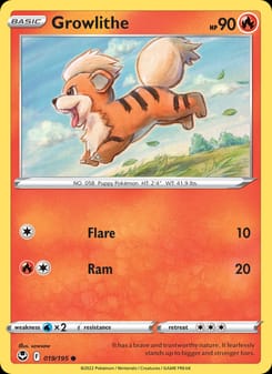 Growlithe 019/195 Common – Silver Tempest Pokémon card