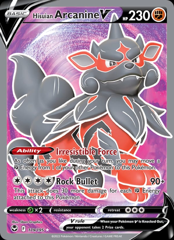 Hisuian Arcanine V 179/195 Silver Tempest Pokémon card