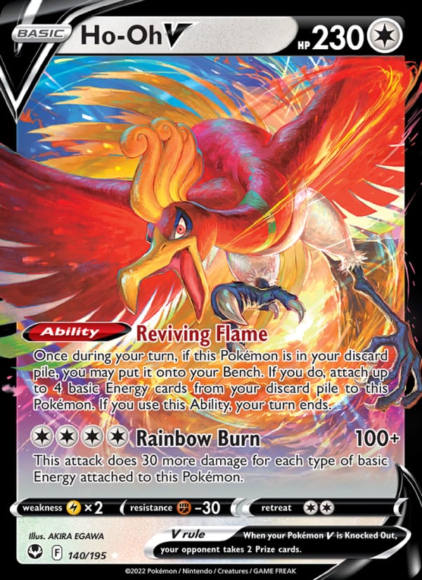 Ho-Oh V 140/195 Silver Tempest Pokémon card