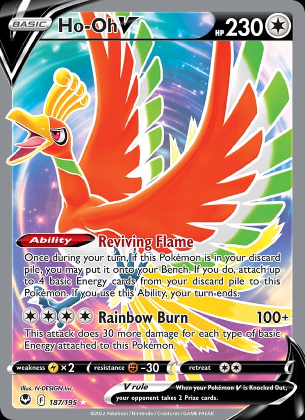 Ho-Oh V 187/195 Silver Tempest Pokémon card