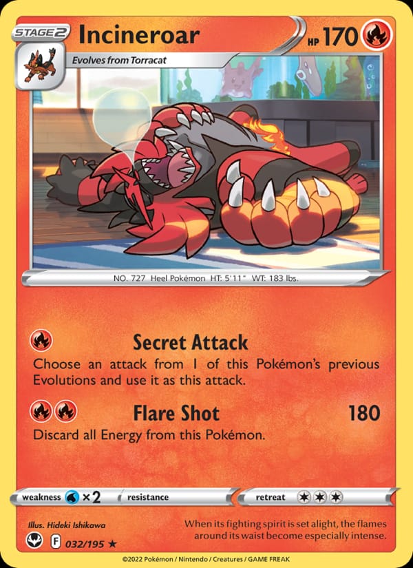 Incineroar 032/195 Silver Tempest Pokémon card