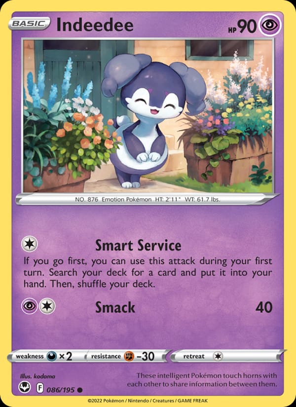 Indeedee 086/195 Silver Tempest Pokémon card