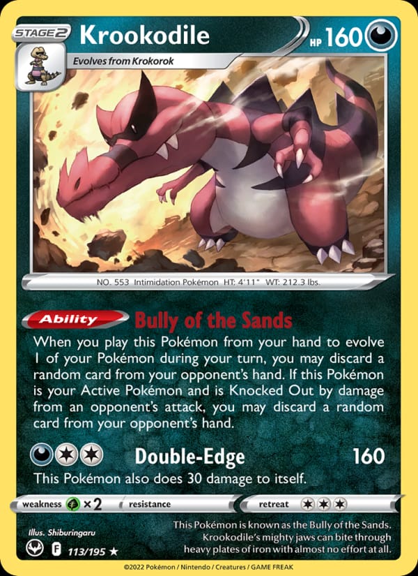 Krookodile 113/195 Silver Tempest Pokémon card