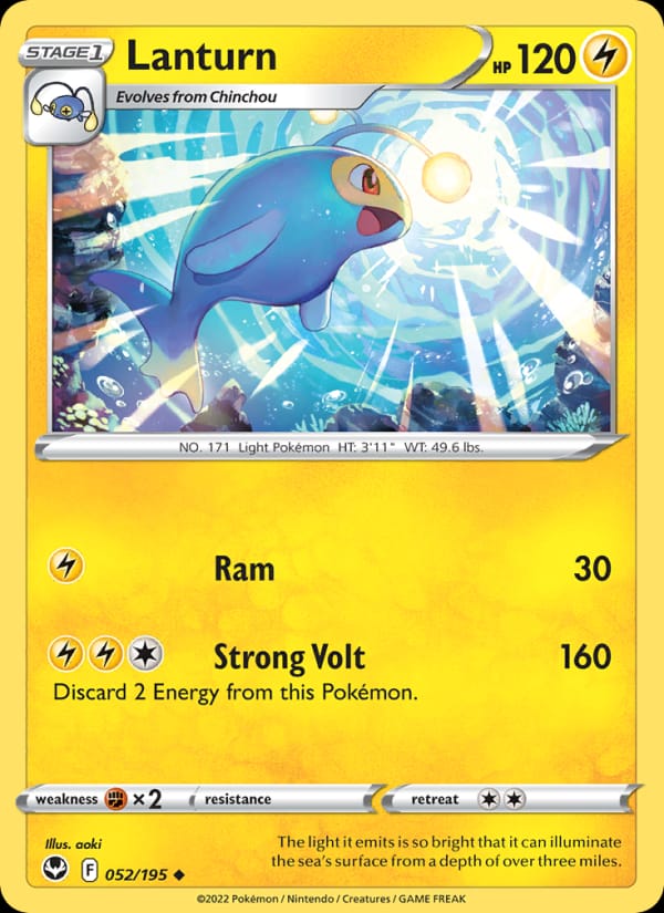 Lanturn 052/195 Silver Tempest Pokémon card