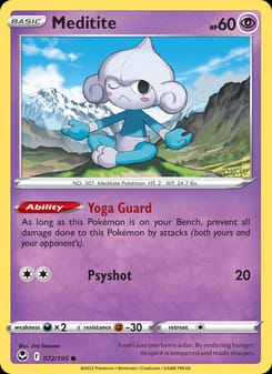 Meditite 072/195 Common – Silver Tempest Pokémon card