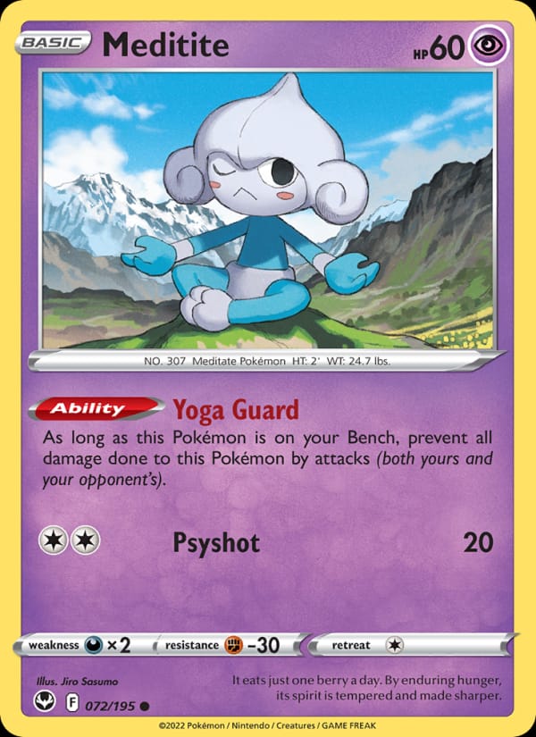 Meditite 072/195 Silver Tempest Pokémon card