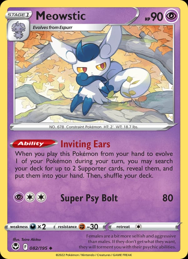 Meowstic 082/195 Silver Tempest Pokémon card
