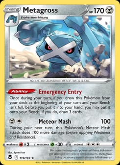 Metagross 119/195 Holo Rare – Silver Tempest Pokémon card