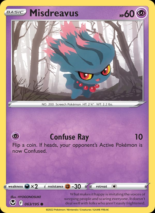 Misdreavus 063/195 Silver Tempest Pokémon card