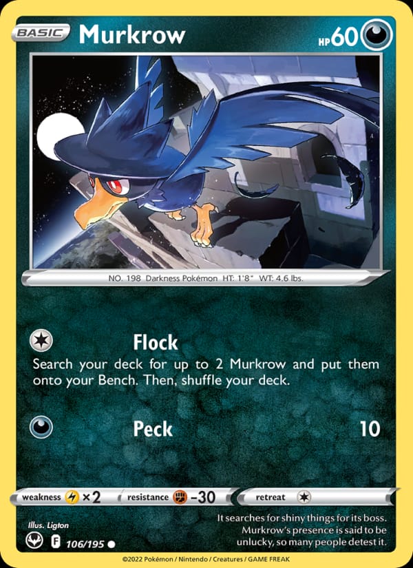 Murkrow 106/195 Silver Tempest Pokémon card