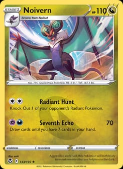 Noivern 133/195 Rare – Silver Tempest Pokémon card