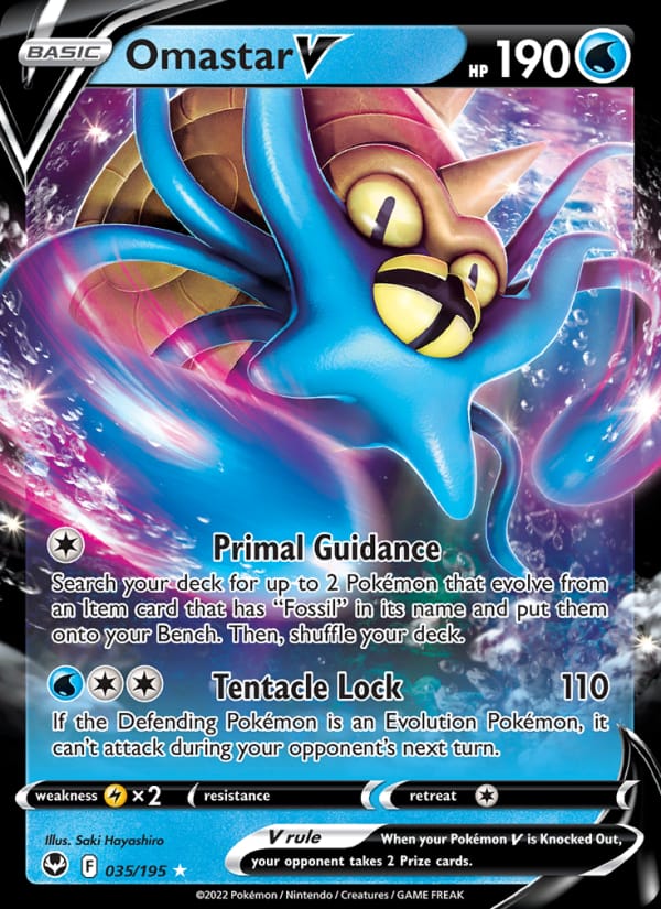 Omastar V 035/195 Silver Tempest Pokémon card