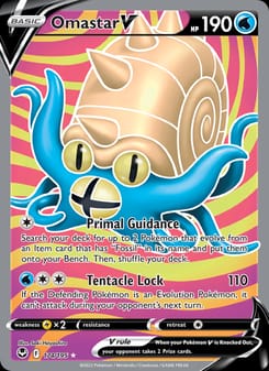 Omastar V 174/195 Ultra Rare – Silver Tempest Pokémon card
