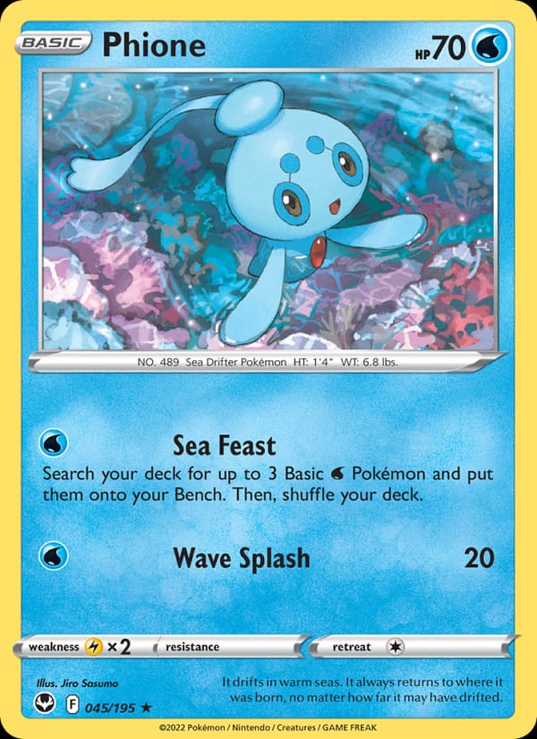 Phione 045/195 Silver Tempest Pokémon card