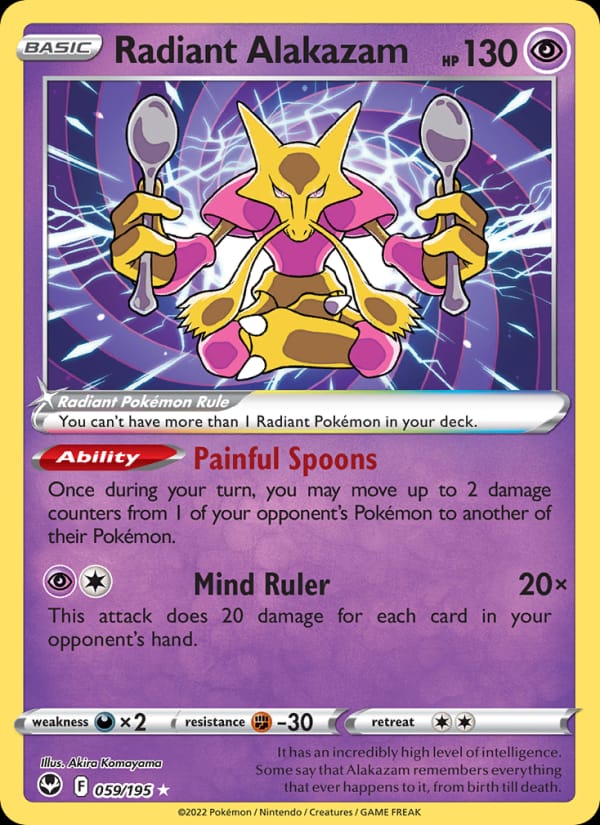 Radiant Alakazam 059/195 Silver Tempest Pokémon card