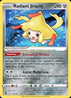 Radiant Jirachi 120/195 Radiant Rare – Silver Tempest Pokémon card