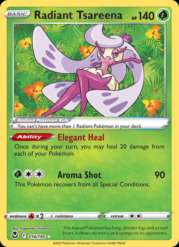 Radiant Tsareena 016/195 Silver Tempest Pokémon card