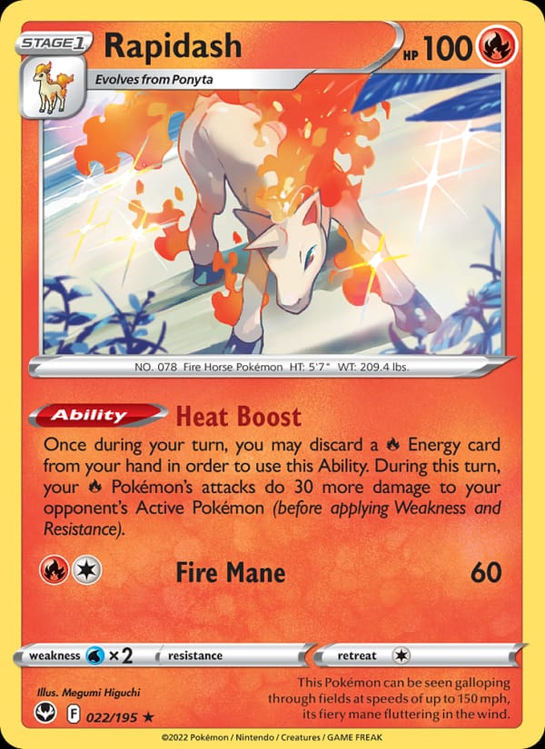 Rapidash 022/195 Silver Tempest Pokémon card