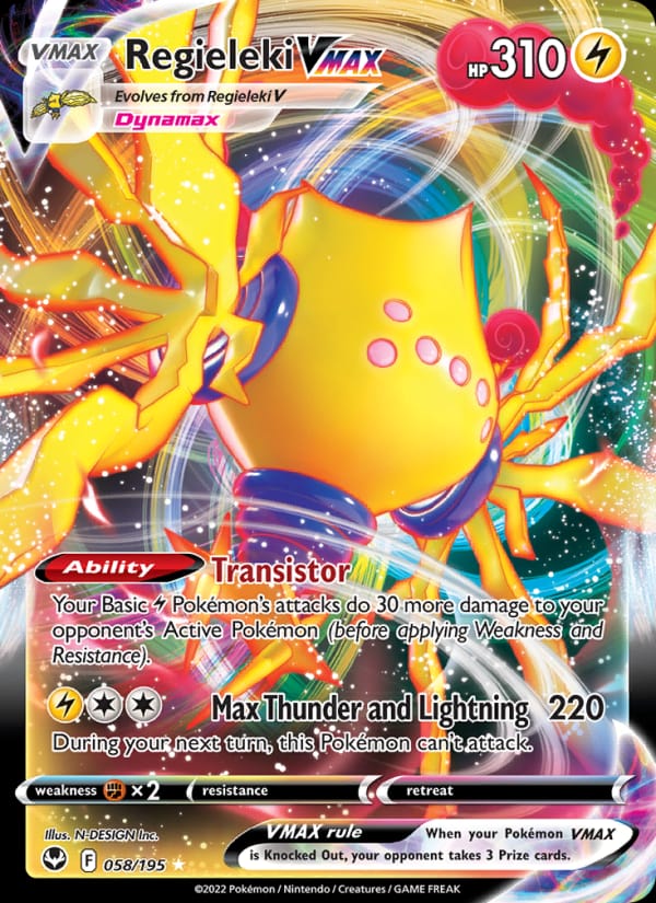 Regieleki VMAX 058/195 Silver Tempest Pokémon card