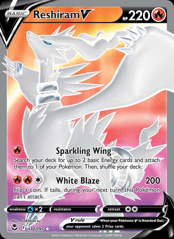 Reshiram V 172/195 Silver Tempest Pokémon card