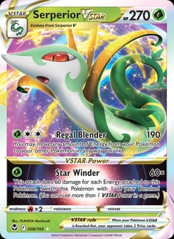 Serperior VSTAR 008/195 Ultra Rare – Silver Tempest Pokémon card