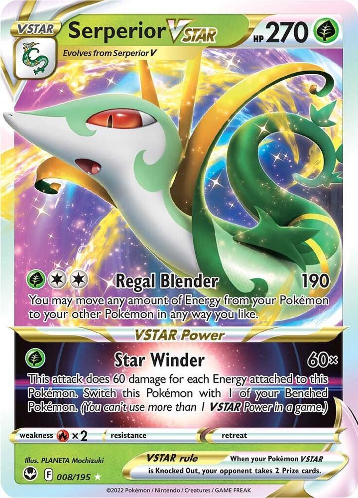 Serperior VSTAR 008/195 Silver Tempest Pokémon card