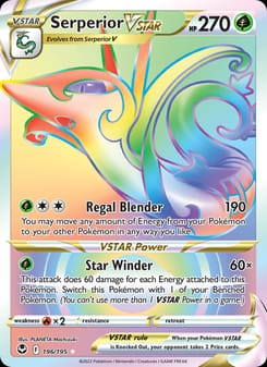 Serperior VSTAR 196/195 Secret Rare – Silver Tempest Pokémon card