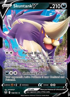 Skuntank V 108/195 Ultra Rare – Silver Tempest Pokémon card