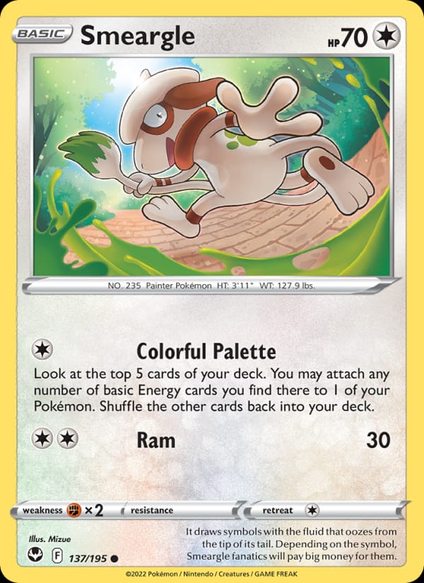 Smeargle 137/195 Silver Tempest Pokémon card