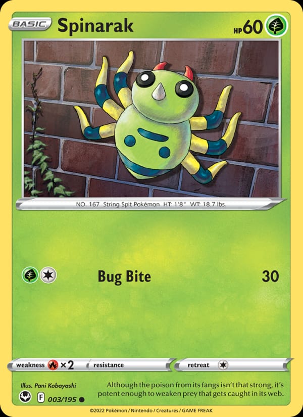 Spinarak 003/195 Silver Tempest Pokémon card