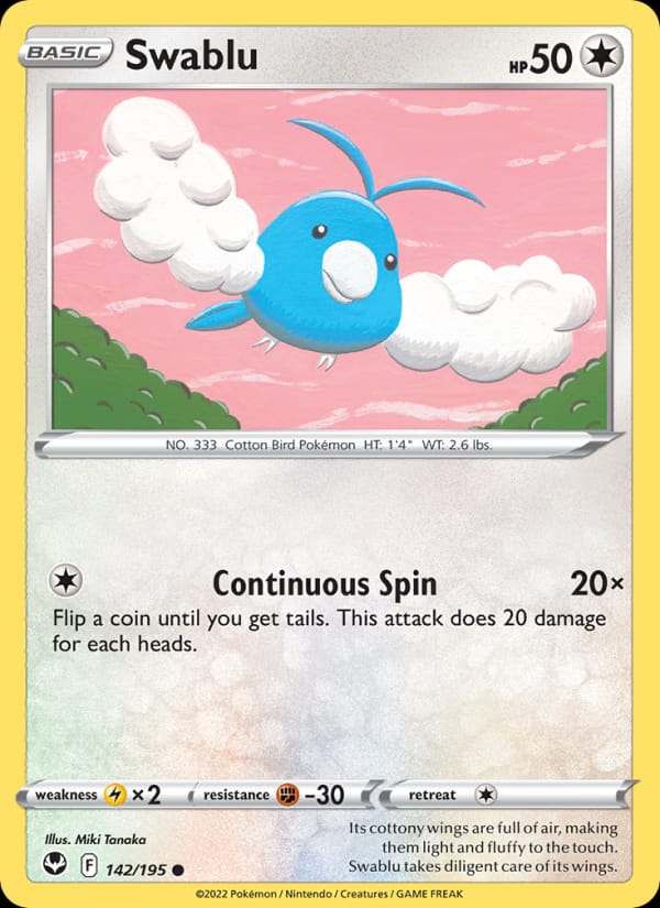 Swablu 142/195 Silver Tempest Pokémon card
