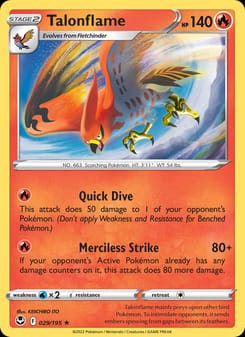Talonflame 029/195 Rare – Silver Tempest Pokémon card