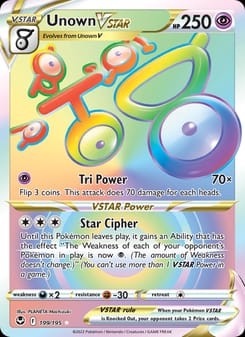 Unown VSTAR 199/195 Secret Rare – Silver Tempest Pokémon card