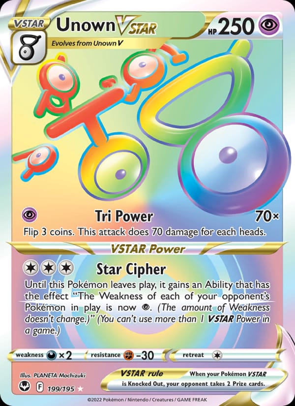 Unown VSTAR 199/195 Silver Tempest Pokémon card