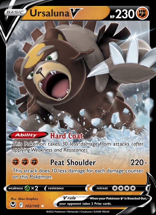 Ursaluna V 102/195 Silver Tempest Pokémon card