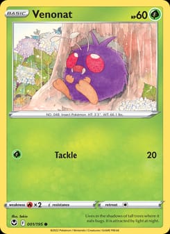 Venonat 001/195 Common – Silver Tempest Pokémon card