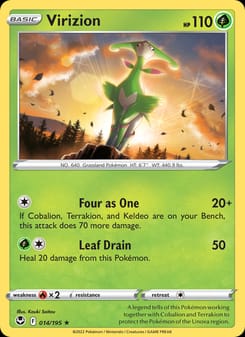 Virizion 014/195 Rare – Silver Tempest Pokémon card