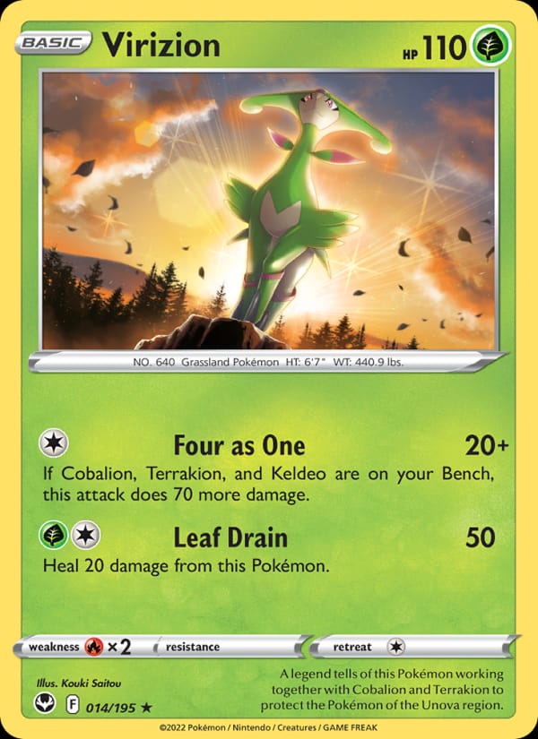 Virizion 014/195 Silver Tempest Pokémon card