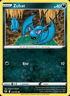 Zubat 103/195 Common – Silver Tempest Pokémon card